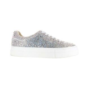 Betsey Johnson Womens Suton Silver Fashion Sneaker Size 7.5 Medium (B, M)